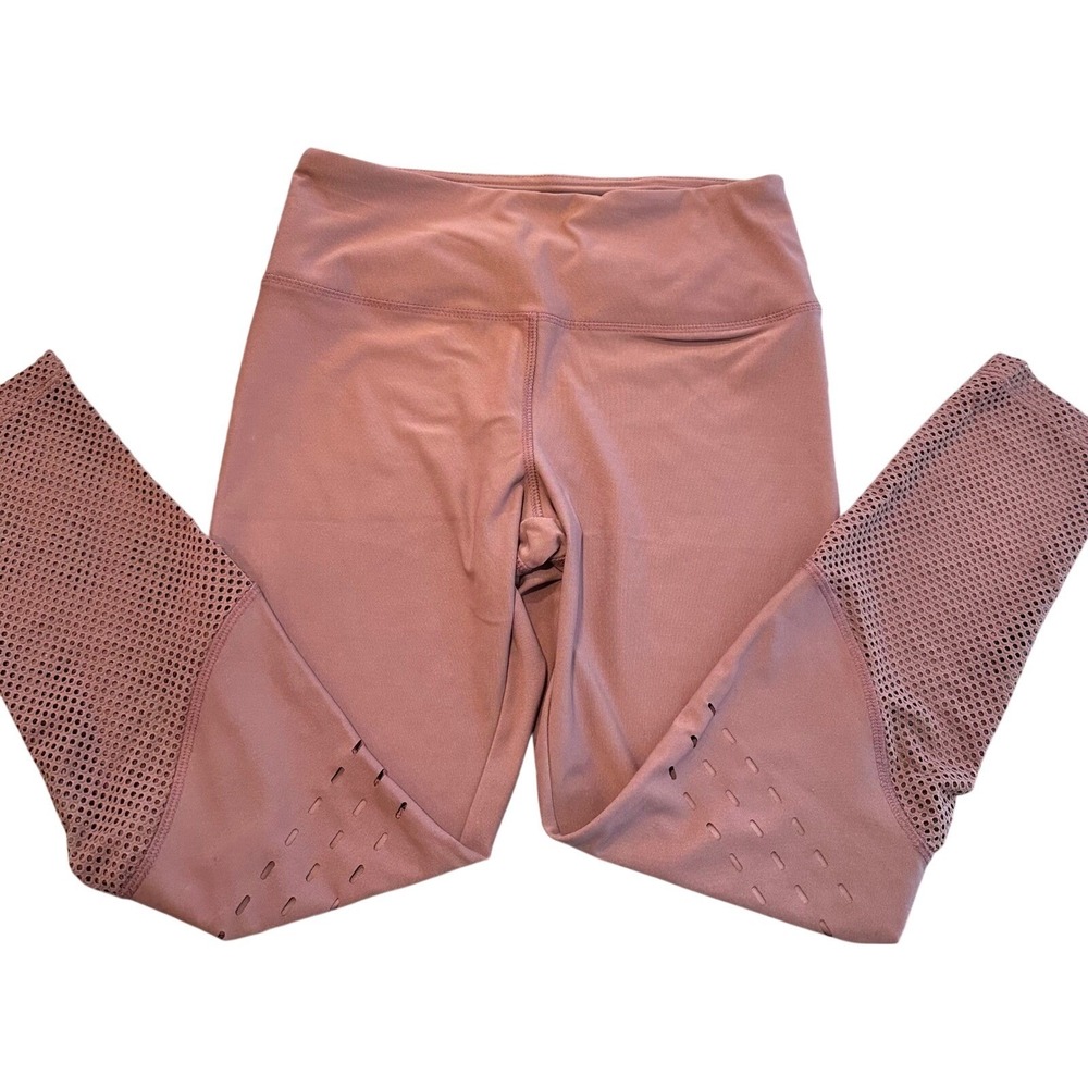 Vogo Athletica Womens Mauve/pink Mesh Laser Cut High Waist Leggings Size M NEW